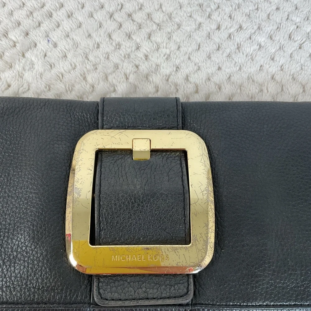 Michael Kors Black Leather Slim Large Clutch